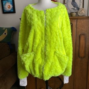 Neon faux fur bomber jacket